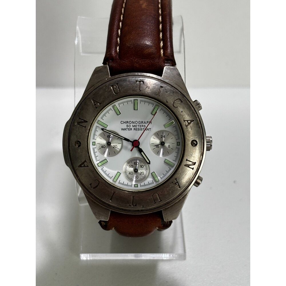 Nautica vintage chronograph silver quartz men's watch, working - Picture 2 of 9